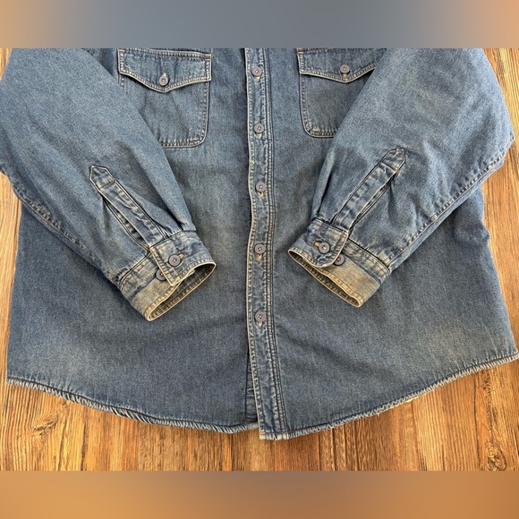 Vtg Northwest Territory Sherpa Lined Denim Trucker Shirt Jacket Shacket Mens XL - Picture 9 of 15